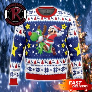 Christmas Odyssey Santa Mario Rides Reindeer Gift Super Mario Ugly Sweater