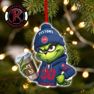Detroit Pistons x Grinch Coffee Custom Name Christmas Holiday Gift 2026 NBA Ornament