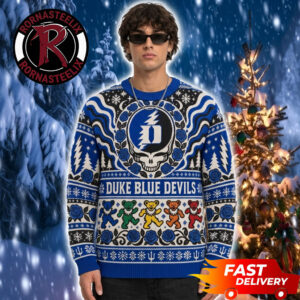 Duke Blue Devils x Grateful Dead Blue Devil Bears Christmas Fan Gift NCAA Ugly Sweater