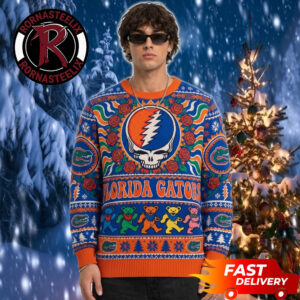 Florida Gators x Grateful Dead Holiday Fan Gift Floral Skull Dancing Bear NCAA Ugly Sweater