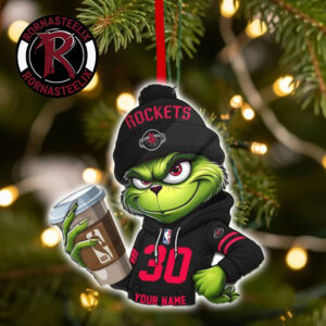 Houston Rockets x Grinch Coffee Custom Name Christmas Holiday Gift 2026 NBA Ornament