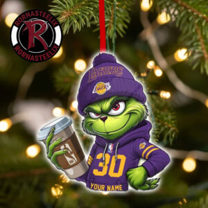 Los Angeles Lakers x Grinch Coffee Custom Name Christmas Holiday Gift 2026 NBA Ornament