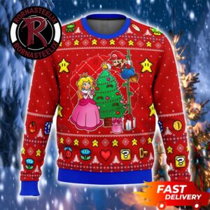 Mario And Princess Peach Decor Christmas Tree Super Mario Ugly Sweater