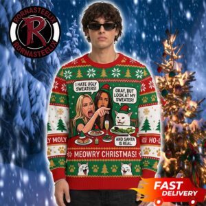 Meowry Christmas Cat Meme Christmas 2026 Funny Ugly Sweater