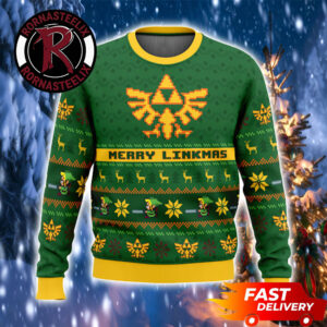 Merry Linkmas Green And Yellow Pattern Ugly Legend Of Zelda Ugly Sweater