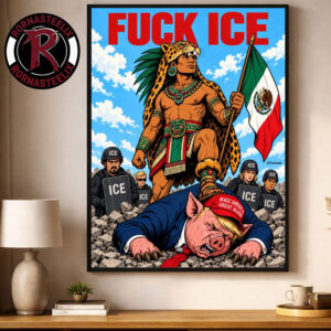 Mexico Fuck ICE Parody Donald Trump Human Pig Poster Decor Canvas
