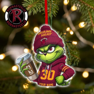 Miami Heat x Grinch Coffee Custom Name Christmas Holiday Gift 2026 NBA Ornament