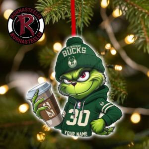 Milwaukee Bucks x Grinch Coffee Custom Name Christmas Holiday Gift 2026 NBA Ornament