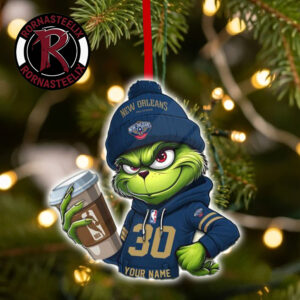 New Orleans Pelicans x Grinch Coffee Custom Name Christmas Holiday Gift 2026 NBA Ornament