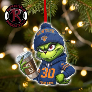 New York Knicks x Grinch Coffee Custom Name Christmas Holiday Gift 2026 NBA Ornament