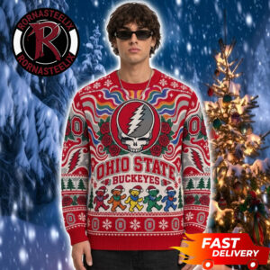 Ohio State Buckeyes x Grateful Dead Santa Claus Bears Christmas Fan Gift NCAA Ugly Sweater