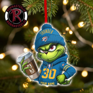 Oklahoma City Thunder x Grinch Coffee Custom Name Christmas Holiday Gift 2026 NBA Ornament