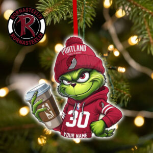 Portland Trail Blazers x Grinch Coffee Custom Name Christmas Holiday Gift 2026 NBA Ornament