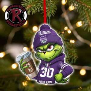 Sacramento Kings x Grinch Coffee Custom Name Christmas Holiday Gift 2026 NBA Ornament