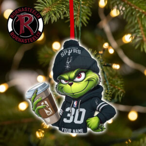 San Antonio Spurs x Grinch Coffee Custom Name Christmas Holiday Gift 2026 NBA Ornament
