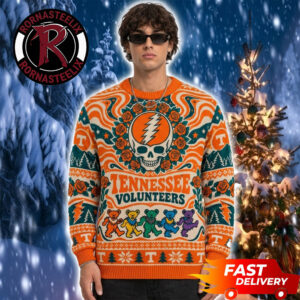 Tennessee Volunteers x Grateful Dead Orange White Mascot Bear Dancing Christmas Fan Gift NCAA Ugly Sweater