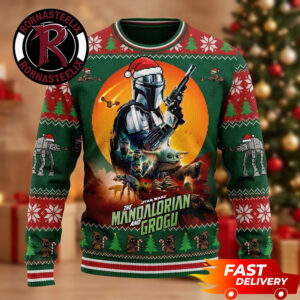 The Mandalorian Santa Claus Merry Christmas And Grogu Star Wars Ugly Sweater