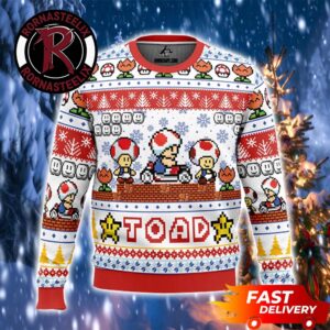 Toad Super Mario Game 2D Christmas Gift Super Mario Ugly Sweater