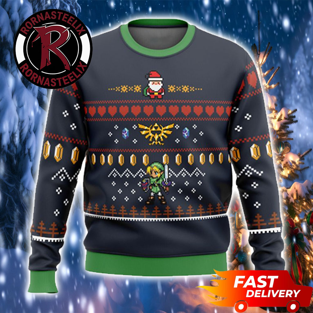 Zelda x Santa Claus Link 2D Adventure Game Legend Of Zelda Ugly Sweater Zelda x Santa Claus Link 2D Adventure Game Legend Of Zelda Ugly Sweater