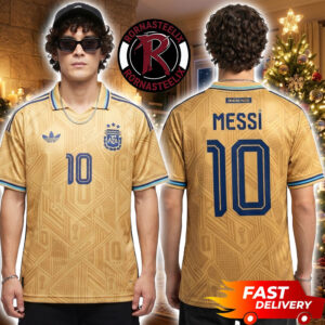 Argentina x Adidas Gracias Messi GOAT Golden Football Jersey