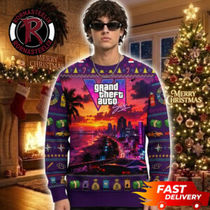 Grand Theft Auto 6 Leonida Vice City Sunset 2026 Xmas Holiday GTA VI Ugly Sweater