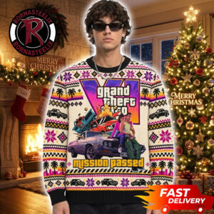 Grand Theft Auto VI Mission Passed 2026 Gift Christmas GTA VI Ugly Sweater