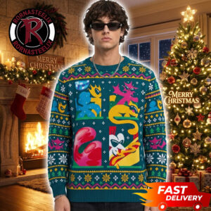 Harry Styles Colorful Cartoon Navy Pattern 2026 Gift Christmas Harry Styles Ugly Sweater