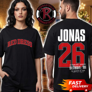 Jonas Brothers Detroit MI Red Dress Tee At Little Caesars Arena On October 25 2026 The Burning Up Tour All Over Again 2026 Unisex T Shirt Two Sided