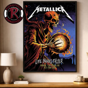 Metallica Event 5th Night Poster Life Burns Faster 2026 At Sphere Las Vegas NV On October 15 2026 Demon Wizard Poster Decor Canvas