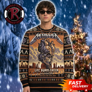 Metallica Life Burns Faster 2026 At Sphere Las Vegas Skull Heart Metallica Ugly Sweater