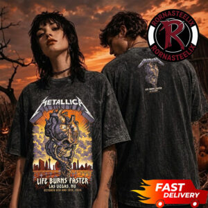 Metallica Life Burns Faster 2026 Exclusive Tee At Sphere Las Vegas On October 8 10 2026 Skull Heart Washed T Shirt