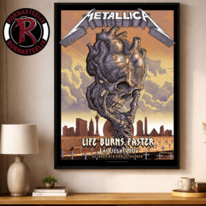Metallica Life Burns Faster 2026 Venue Poster At Sphere Las Vegas On October 8 10 2026 Skull Heart Poster Decor Canvas