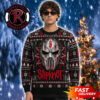 Ozzy Osbourne Bat Skull Chain Cross Monochrome 2026 Christmas Ozzy Osbourne Ugly Sweater