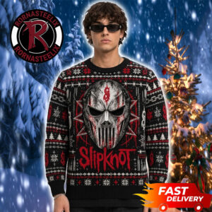 Mick Thomson Metallic Mask Fair Isle Christmas 2026 Slipknot Ugly Sweater