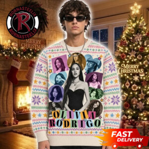 Olivia Rodrigo Pastel Stars Photo Xmas Gift Christmas Olivia Rodrigo Ugly Sweater