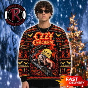 Ozzy Osbourne Halloween Moon Bats Pumpkin 2026 Christmas Ozzy Osbourne Ugly Sweater