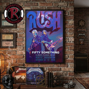 Rush Seattle Washington Event Poster Fifty Something Tour 2026 At Climate Pledge Arena On October 10 And 12 2026 Art By Cori Creed Poster Canvas