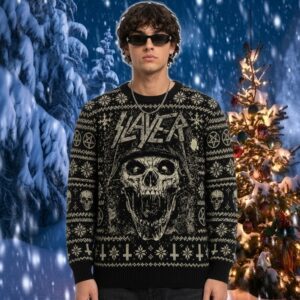 Screaming Skull Soldier Distressed Artwork Christmas 2026 Slayer Ugly Sweater