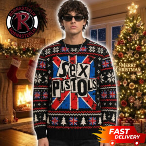 Sex Pistols Union Jack Distressed Logo Christmas 2026 Sex Pistols Ugly Sweater