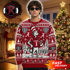 The Cat In The Hat x Alabama Crimson Tide NCAA Football Christmas Gift NCAA Ugly Sweater