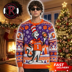 The Cat In The Hat x Clemson Tigers NCAA Football Christmas Gift 2026 NCAA Ugly Sweater