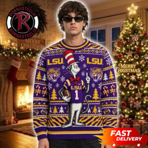 The Cat In The Hat x LSU Tigers NCAA Football Christmas Gift 2026 NCAA Ugly Sweater