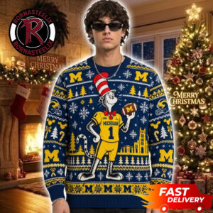 The Cat In The Hat x Michigan Wolverines NCAA Football Christmas Gift 2026 NCAA Ugly Sweater
