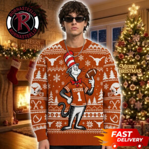 The Cat In The Hat x Texas Longhorns NCAA Football Christmas Gift 2026 NCAA Ugly Sweater