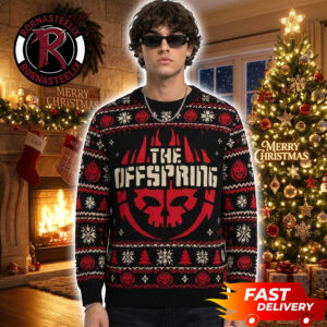 The Offspring Distressed Logo Red Skull 2026 Christmas Offspring Ugly Sweater